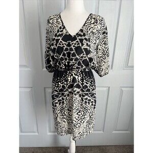 Presley Skye Dress S Anthropologie 100% Silk Cap Sleeve‎ Midi Pocket Mandala